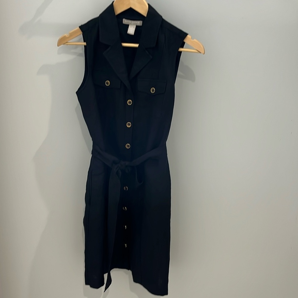 Linen button front dress
